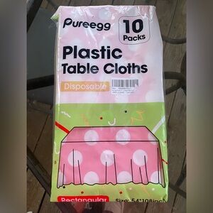 Pink Polka Dot Disposable Plastic Table Cloths - 10 Pack